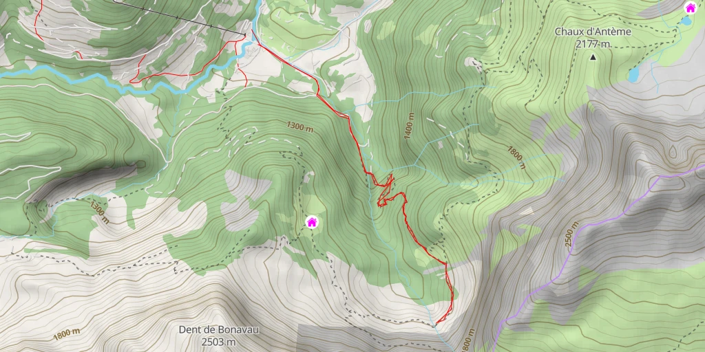 Map of the trail for Cascade de Bonavau