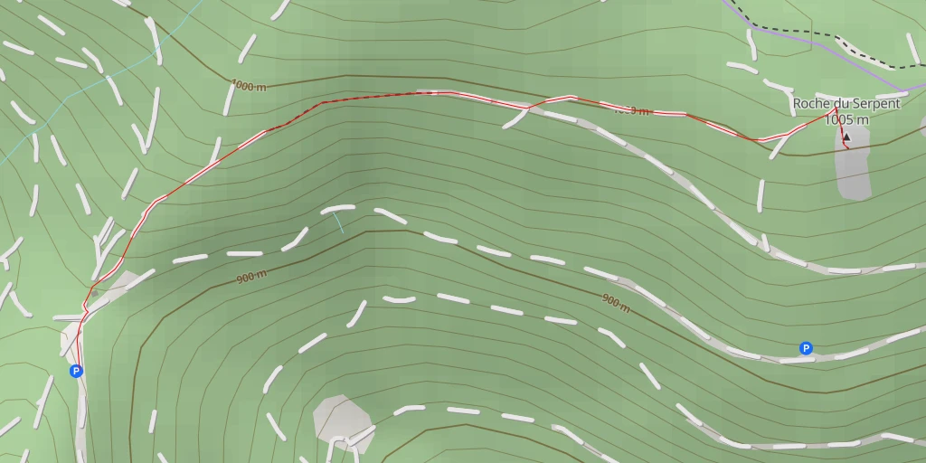 Map of the trail for Roche du Serpent