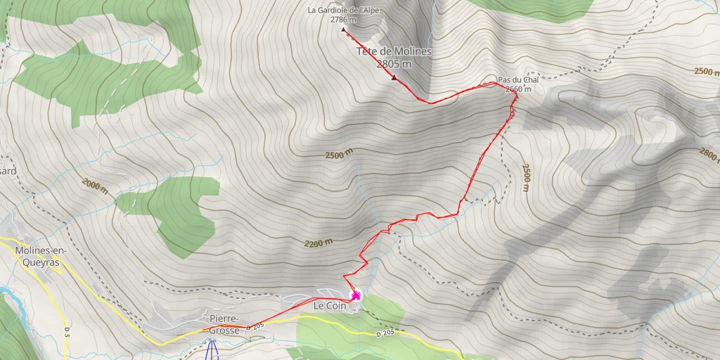 Map of the trail for La Gardiole de l'Alpe