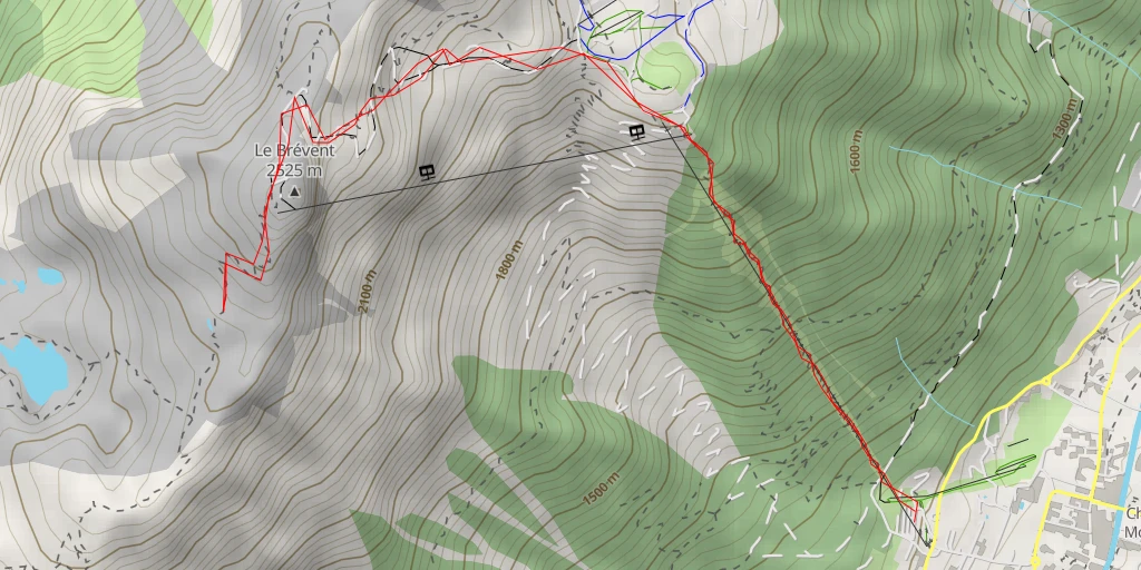 Carte de l'itinéraire :  Brévent vers Planpraz