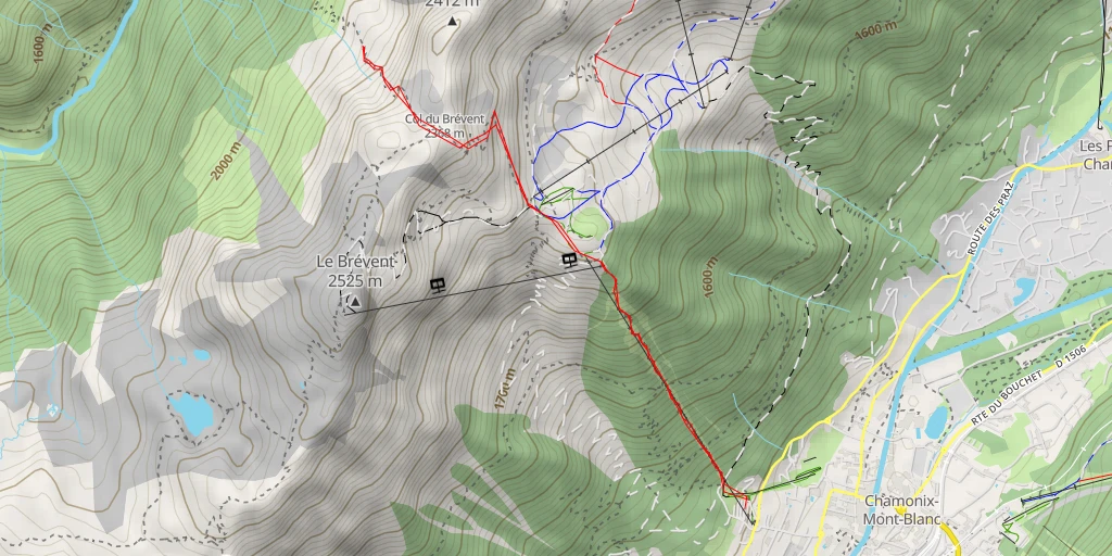 Map of the trail for Planpraz-Brévent