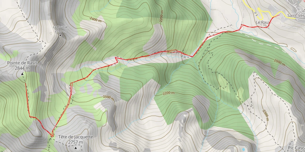 Map of the trail for Pointe de Rasis