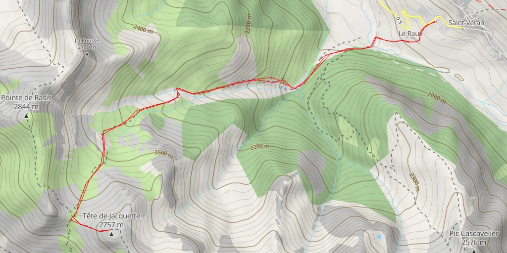 Map of the trail for Tête de Jacquette