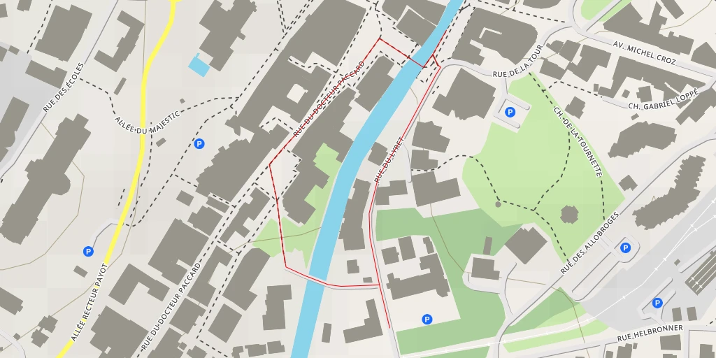 Carte de l'itinéraire :  Mont-Blanc Arve Immobilier - Quai d'Arve