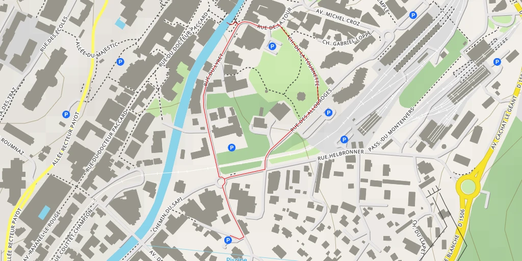 Map of the trail for Rose du pont - Place Balmat