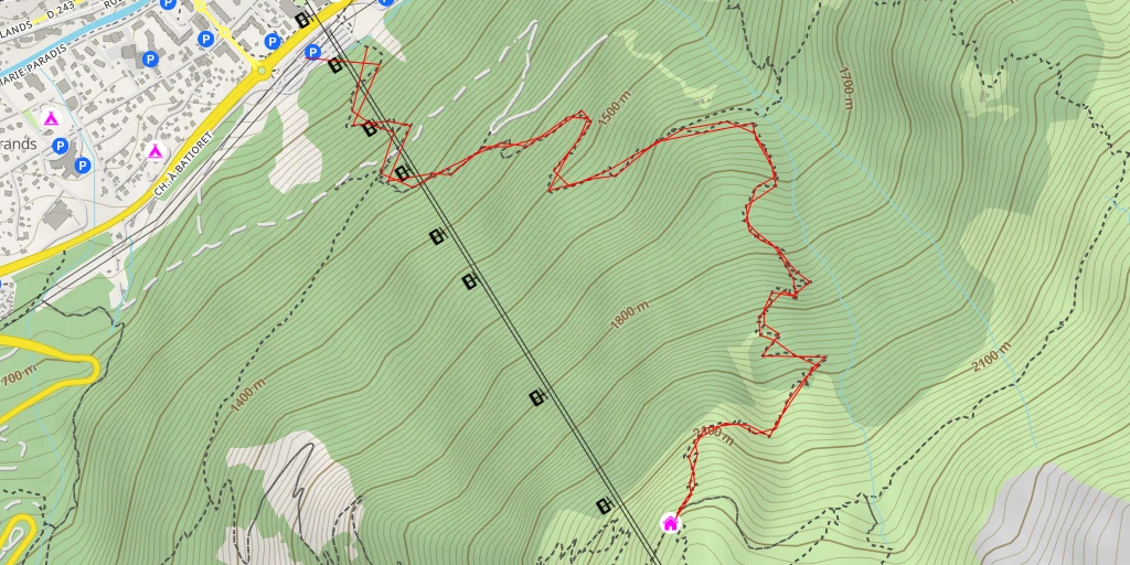 Map of the trail for Refuge du Plan de L'Aiguille