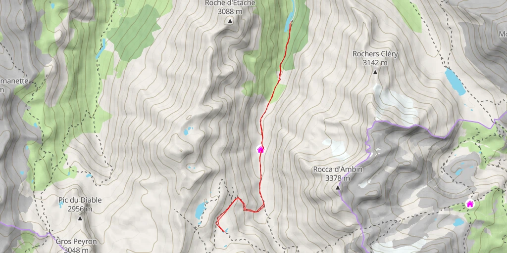 Map of the trail for Lacs Blancs