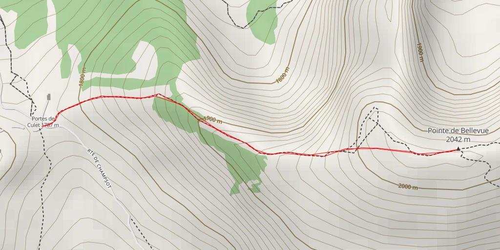 Map of the trail for Pointe de Bellevue