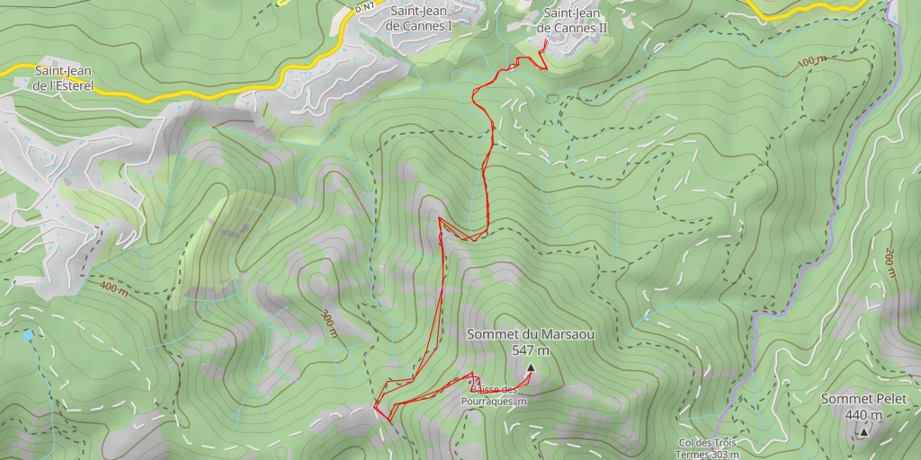 Map of the trail for Sommet du Marsaou