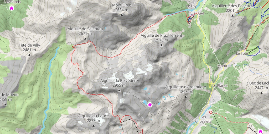 Map of the trail for Col de Salenton Traversée :  Col des Aiguilles Crochues >> Brèche de Bérard >> Col de Salenton