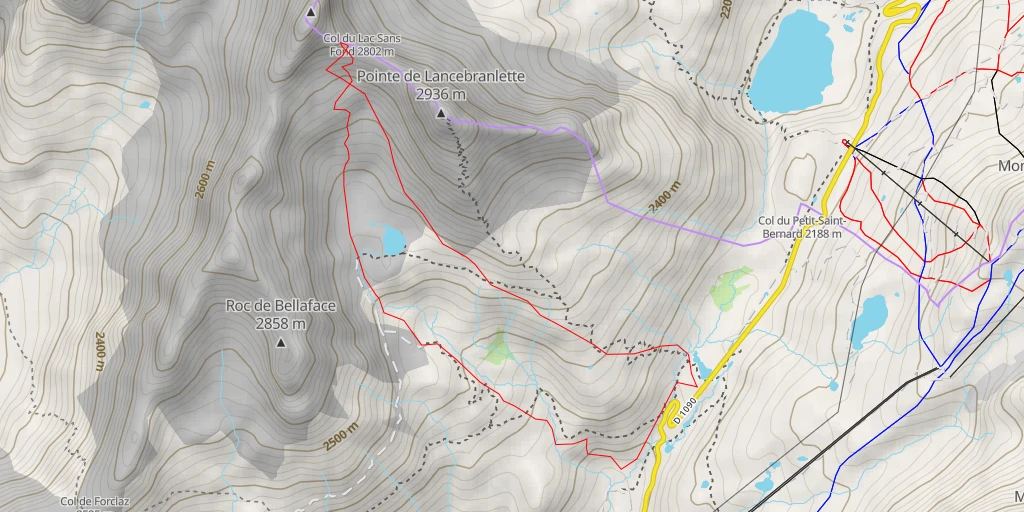 Map of the trail for  Col du Lac sans Fond par les Rousses