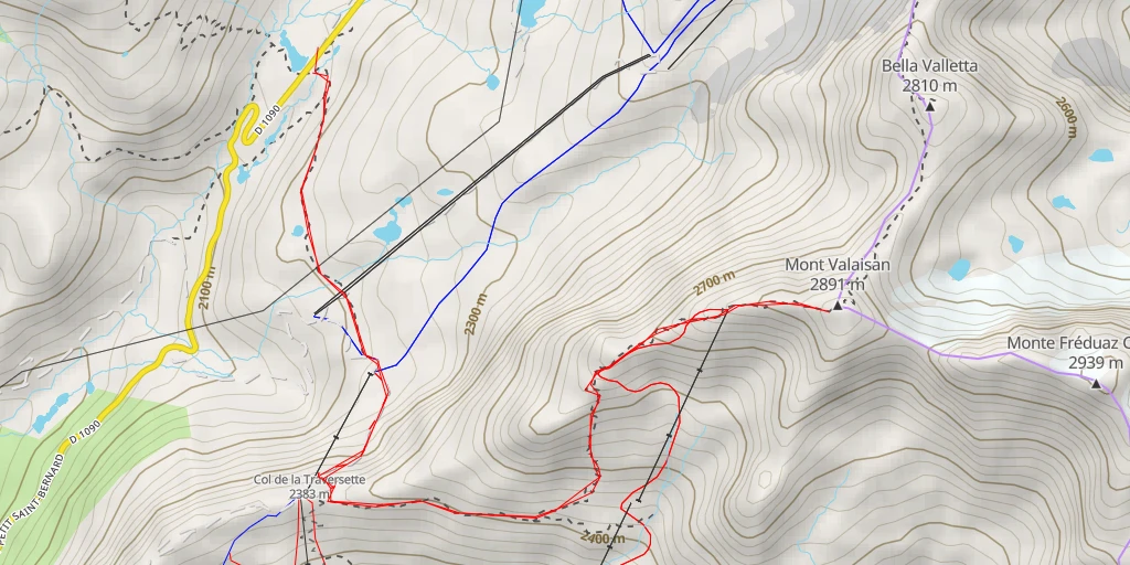 Map of the trail for Mont Valaisan