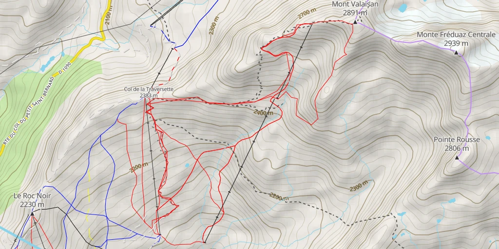 Map of the trail for Grand Oeillard La balade à doudoule - Traversée d'arête - Grand Oeillard > Mt Valezan