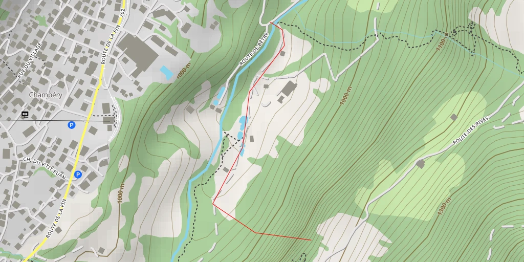 Map of the trail for Val d'Illiez Cascade de Champéry (Cascade des Galeries)