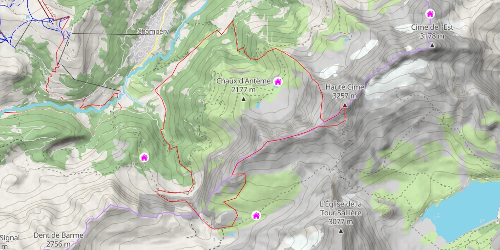 Map of the trail for Dents du Midi - Haute Cime Pente et Arête des Lacs