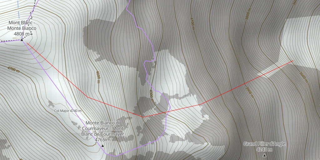 Map of the trail for Mont Blanc La Poire 