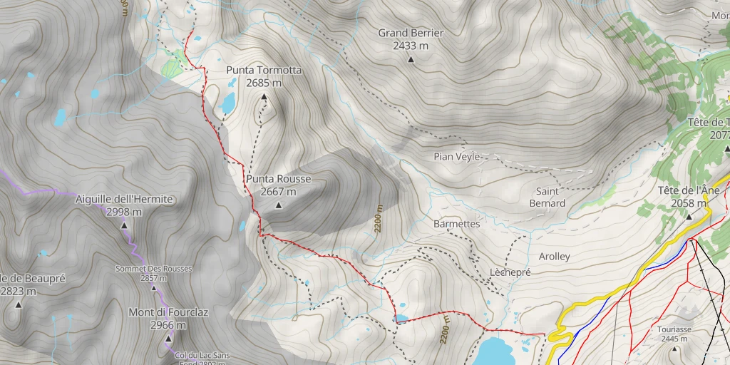 Carte de l'itinéraire :  Laghi du Glacier d'Arguerey