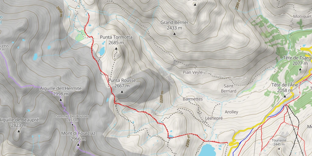 Map of the trail for Laghi du Glacier d'Arguerey