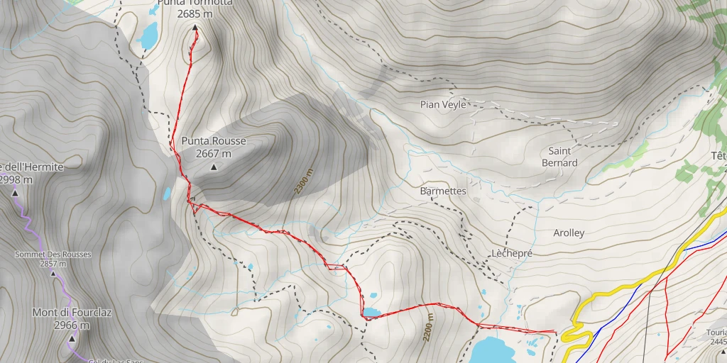 Map of the trail for Punta Tormotta