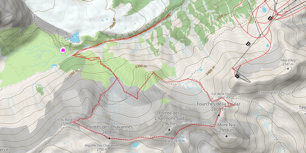 Map of the trail for Mont Fortin Traversée Col de Youla - Mont Favre - Mont Fortin