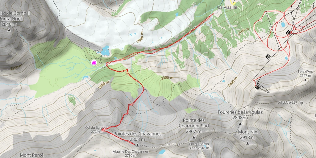 Map of the trail for Pointes des Chavannes