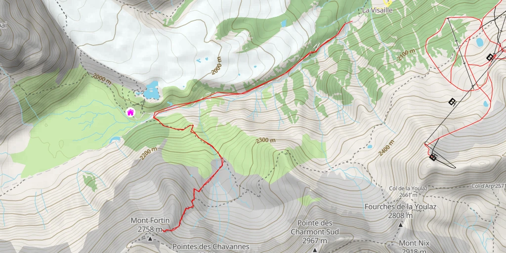 Map of the trail for Sentiero Mont Fortin - Colle di Youla