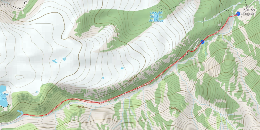 Carte de l'itinéraire :  Lungolago Miage - Lungolago Miage