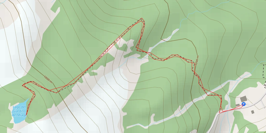 Map of the trail for Lago del Giardino del Miage