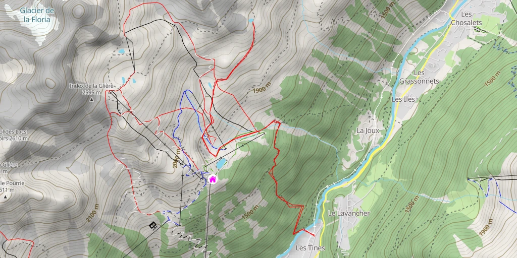 Carte de l'itinéraire :  333 - Tour du Pays du Mont-Blanc