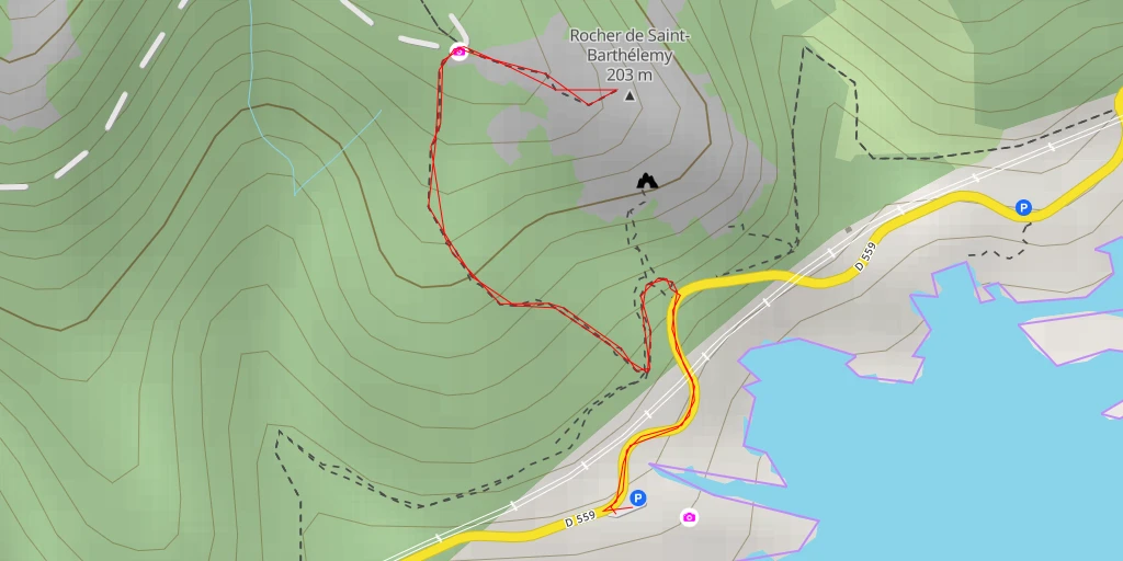 Map of the trail for Rocher de Saint-Barthélemy