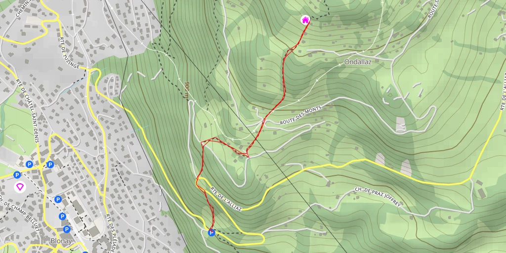 Map of the trail for Le Grillet CAS