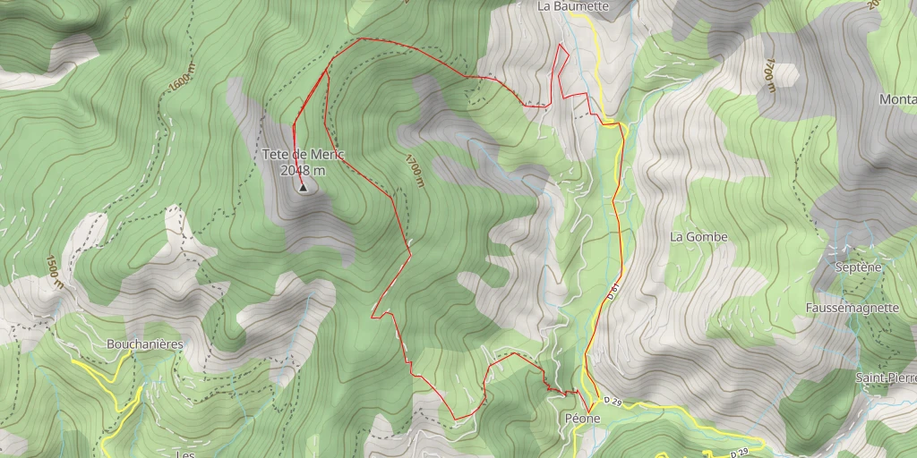 Map of the trail for Tête de Méric