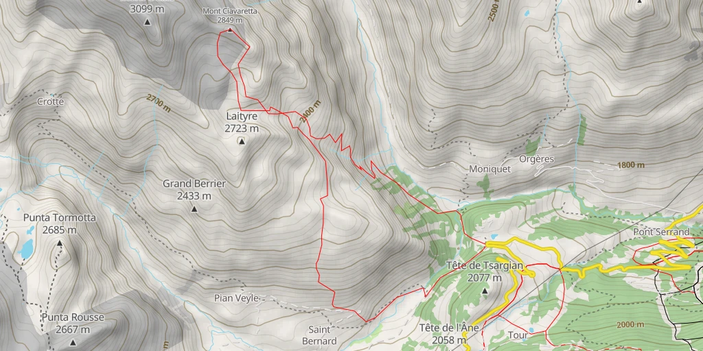 Map of the trail for Mont Chavannette depuis le vallon des Chavannes