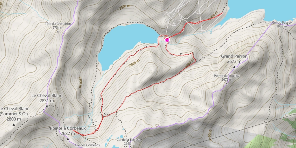 Carte de l'itinéraire :  Pointe à Corbeaux