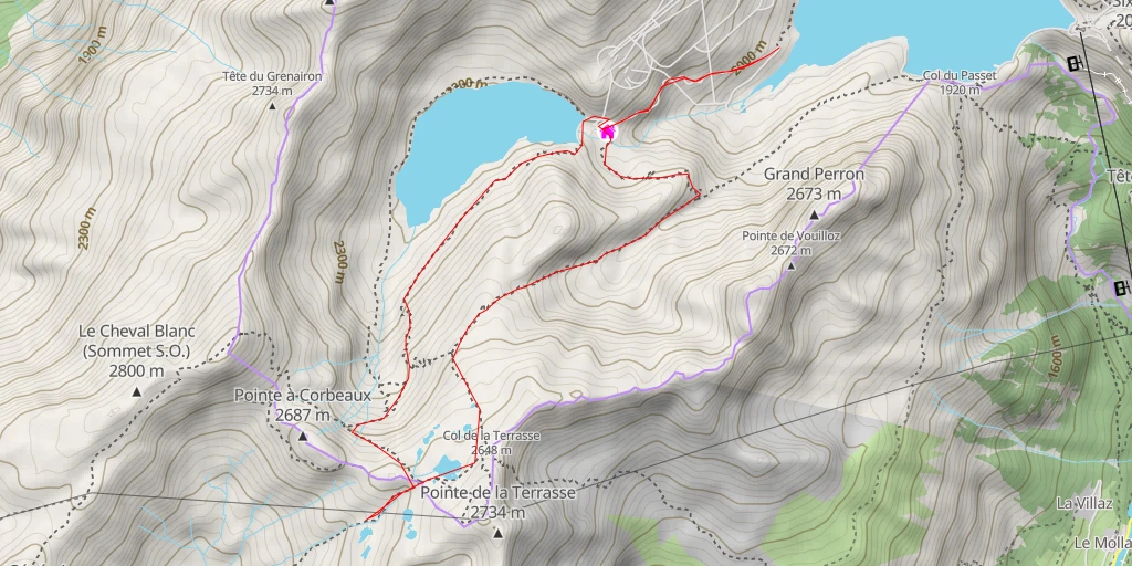 Map of the trail for Traces des dinosaures-Col de la Terrasse