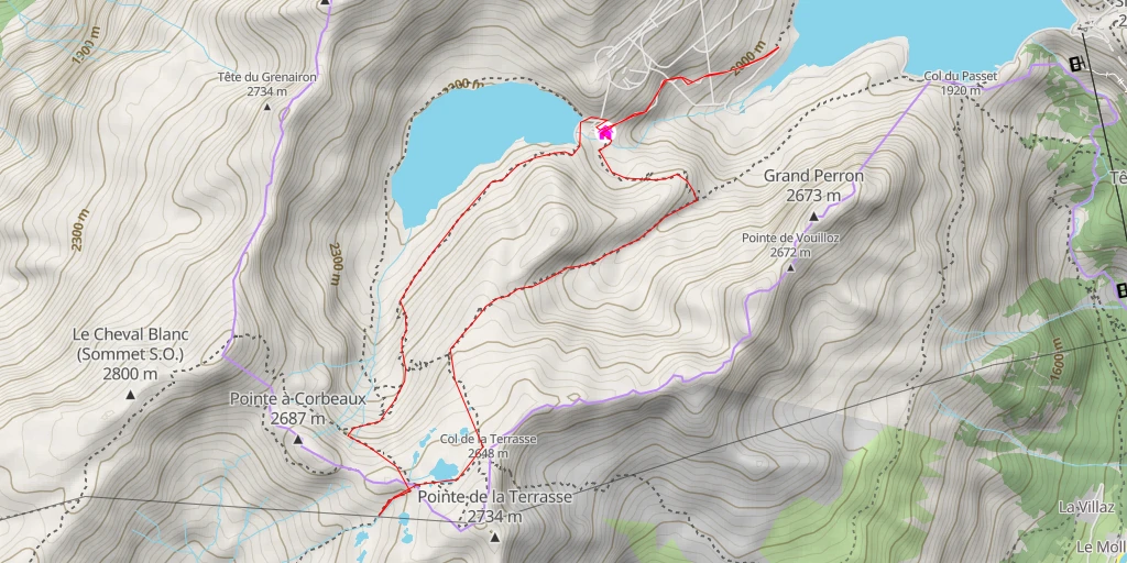 Carte de l'itinéraire :  Traces des dinosaures-Col de la Terrasse