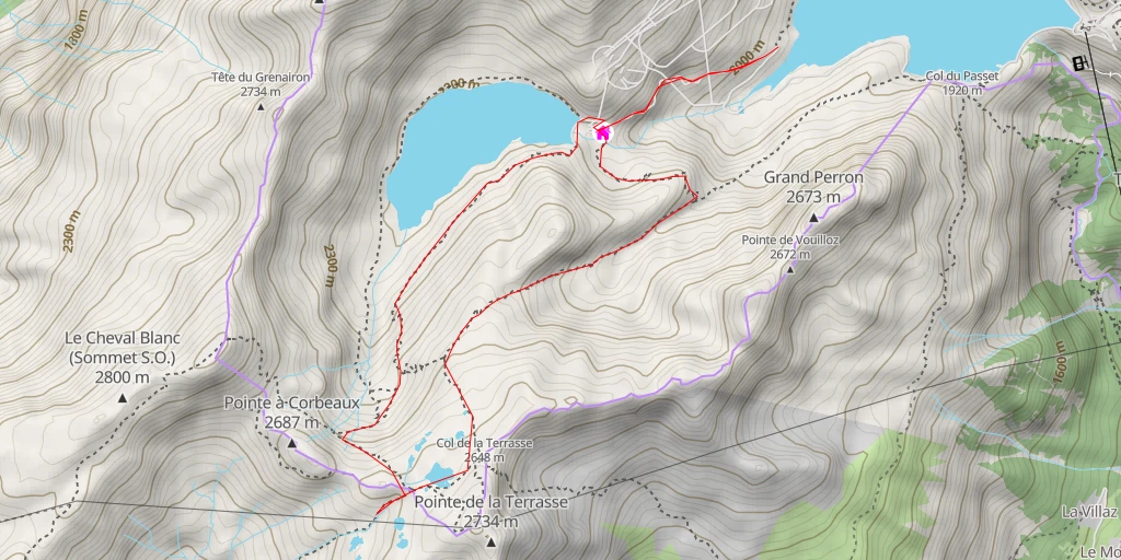 Carte de l'itinéraire :  Traces des dinosaures-Col de la Terrasse