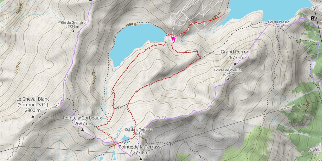 Carte de l'itinéraire :  Traces des dinosaures-Col de la Terrasse