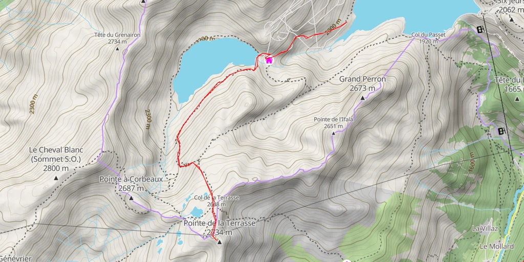 Map of the trail for Pointe de la Terrasse