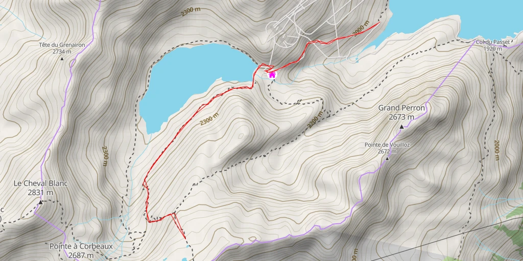 Carte de l'itinéraire :  Traces des dinosaures-Col de la Terrasse - Traces des dinosaures-Col de la Terrasse