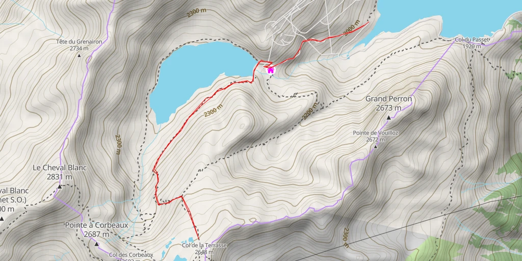 Map of the trail for Traces des dinosaures-Col de la Terrasse - Traces des dinosaures-Col de la Terrasse