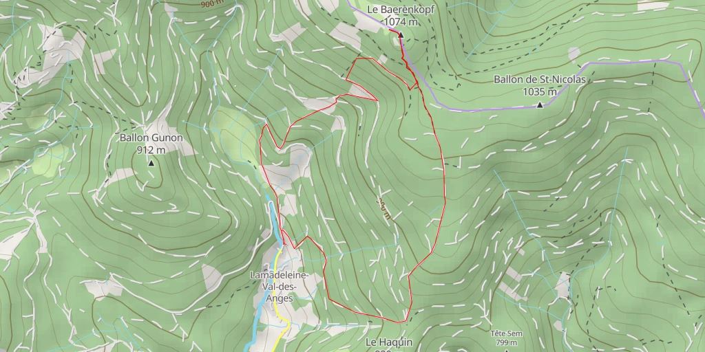 Map of the trail for Refuge De Baerenkopf