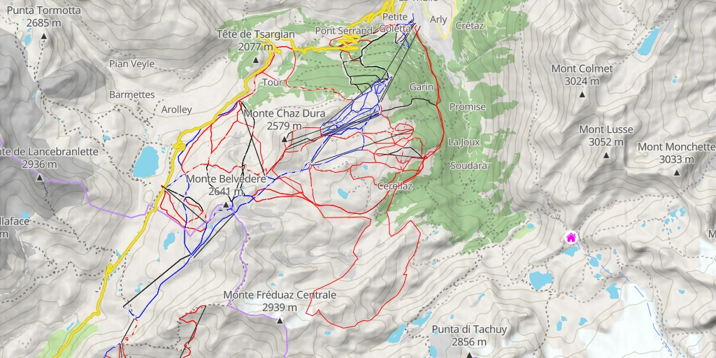 Map of the trail for  Tour du mont Fréduaz Oriental