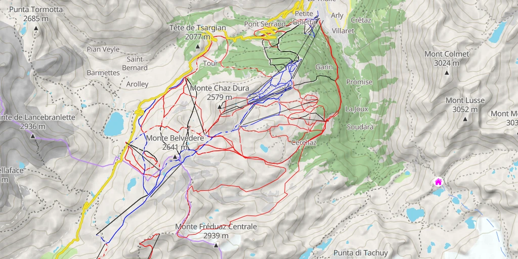 Map of the trail for  Mont Valaisan arête NE en traversée par Bella Valletta 