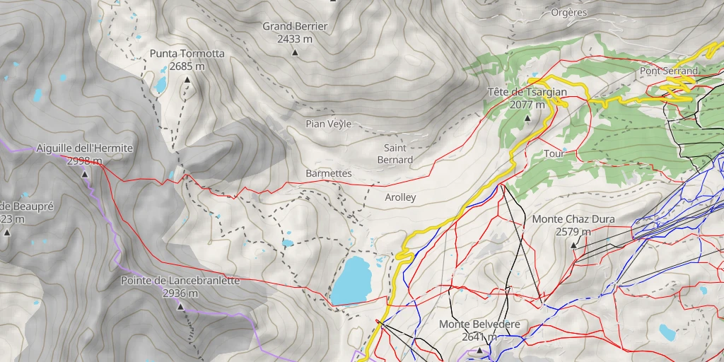 Map of the trail for Aiguilles de l'Hermite Traversée Chaz Duraz -> Pont Serrand