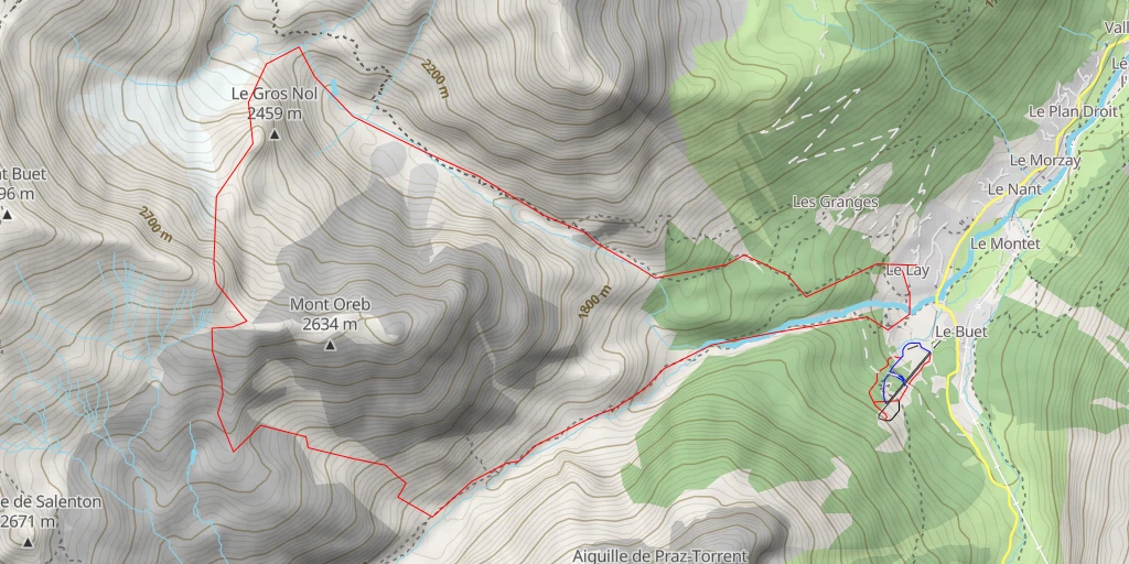 Map of the trail for Col des Tours du Buet Le Tour du Mont Oreb