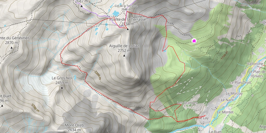 Map of the trail for Pointe de la Terrasse Sommet et tour