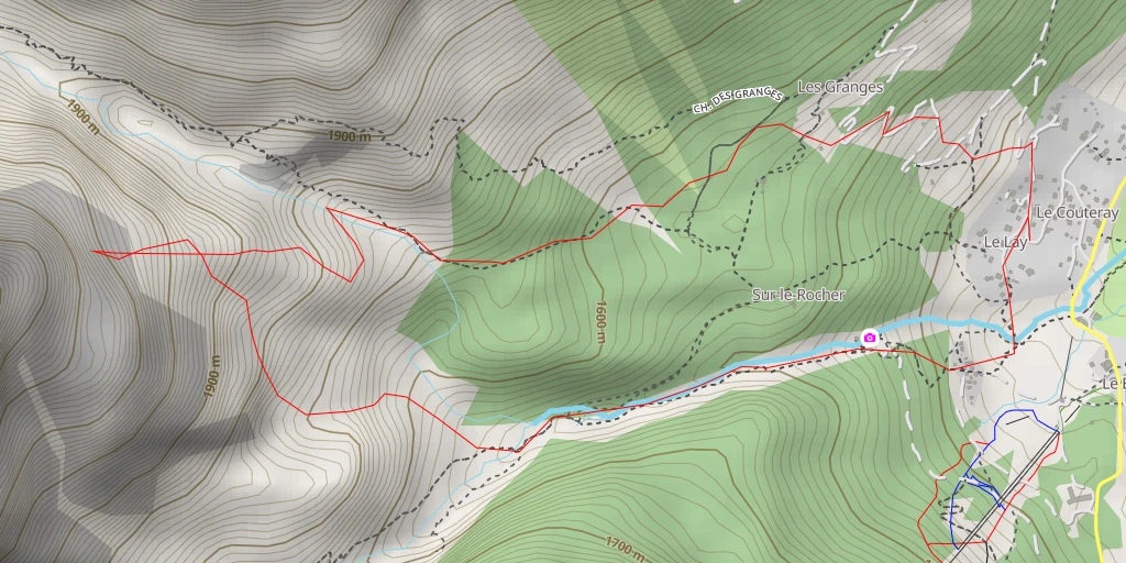 Map of the trail for L'Épaule du Mont Oreb Boucle par le ruisseau de la Meunière et l'Eau de Bérard