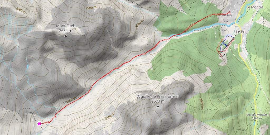 Carte de l'itinéraire :  Refuge de la Pierre à Bérard