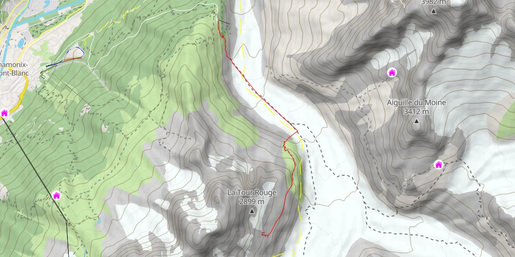 Map of the trail for Refuge de l'Envers des Aiguilles Accès depuis Le Montenvers